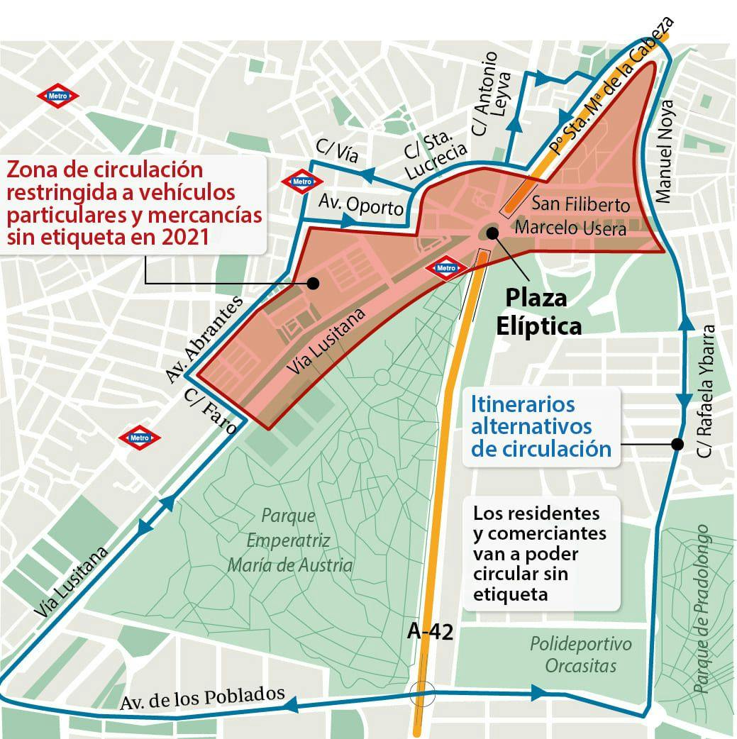 Zona Bajas Emisiones Madrid Plaza Elíptica